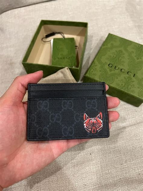 gucci card holder wolf|Gucci card holder sale clearance.